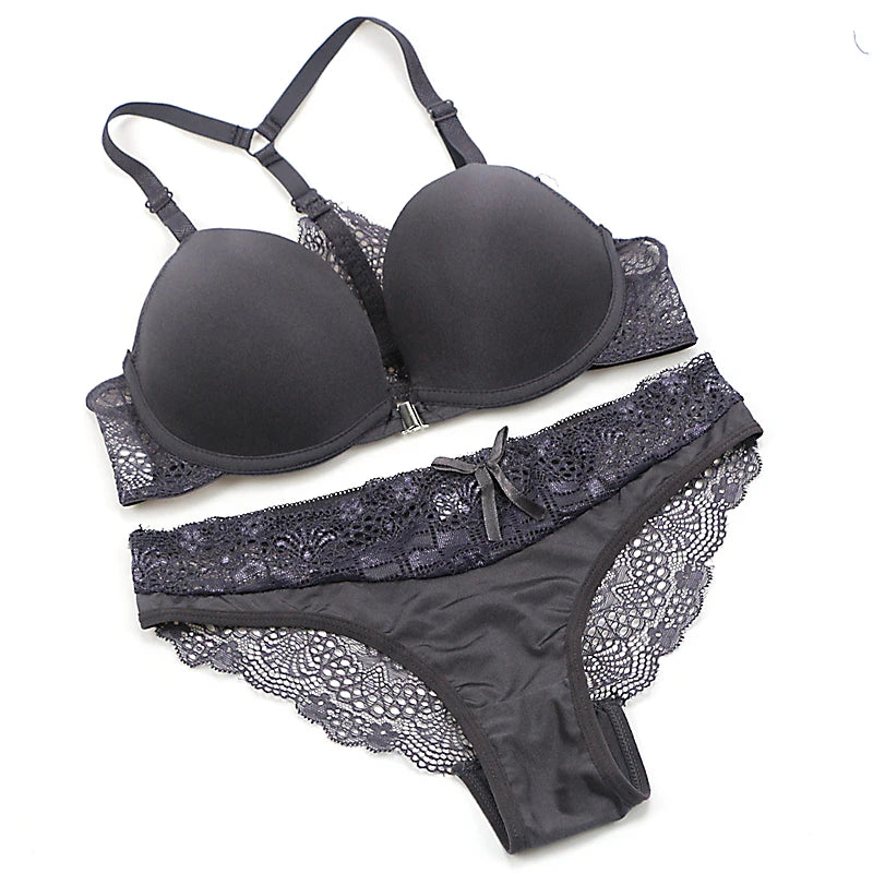 Women’s New Fashion Bralette – Sexy Seamless Push-Up Bra Set, Front Closure Candy Color Small Size Underwear