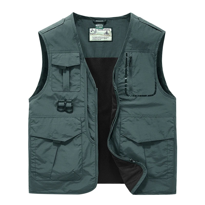Men’s Functional Outdoor Vest – Loose Fit Multi-Pocket Jacket for Photography, Fishing & Workwear