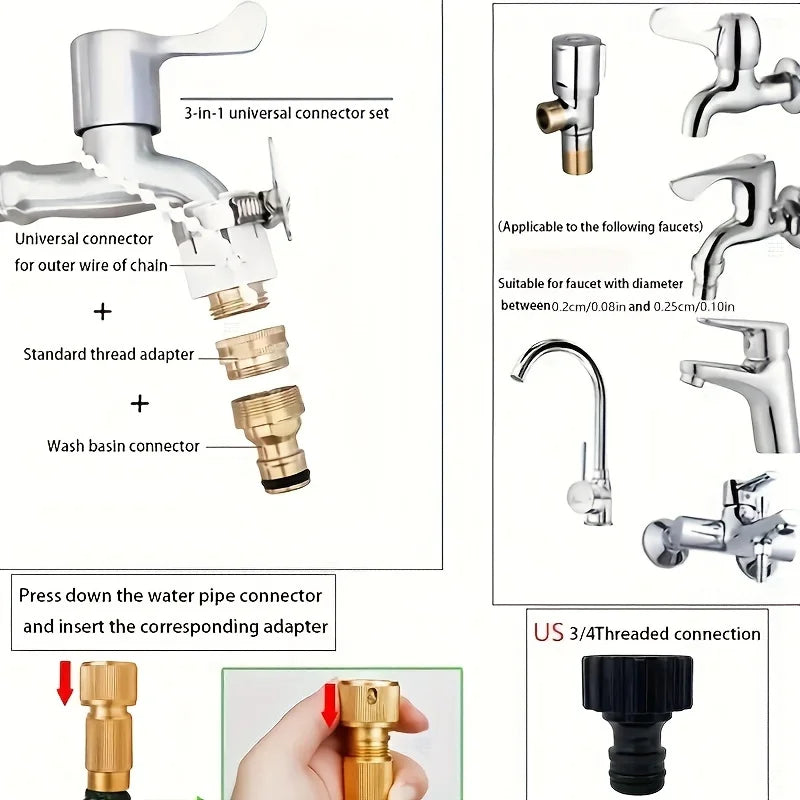 خرطوم سحري جديد قابل للتمدد مع مسدس رش عالي الضغط - مجموعة أدوات غسيل السيارات وري الحدائق