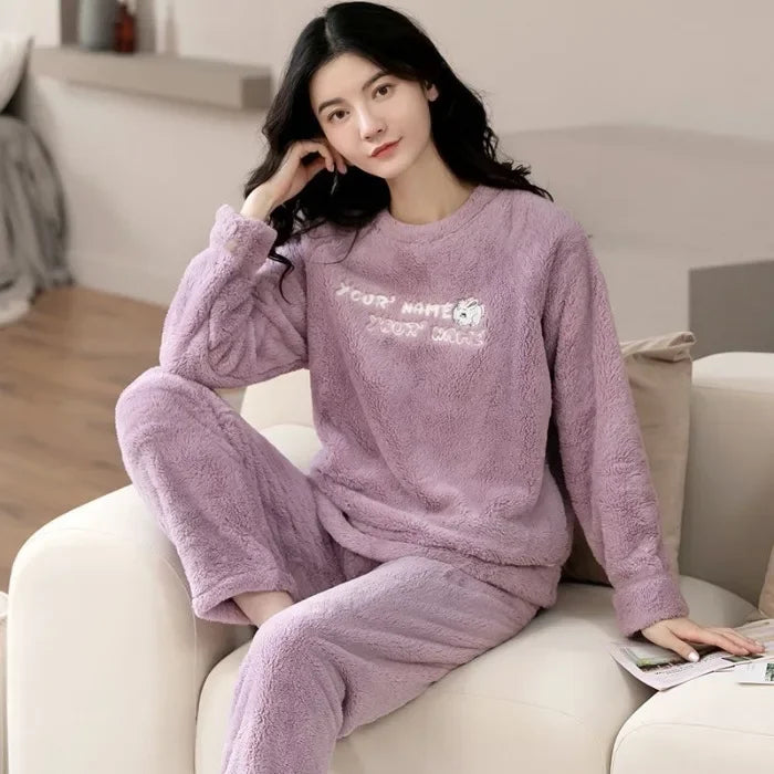 Warm Winter Flannel Pajama Set | Thickened Long Sleeve Cartoon Sleepwear for Women | Cozy Loungewear Offer