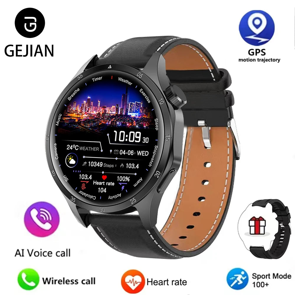 2025 New Men GPS Smart Watch – 360×360 AMOLED Screen, Bluetooth Call, NFC, Heart Rate, IP68 Waterproof