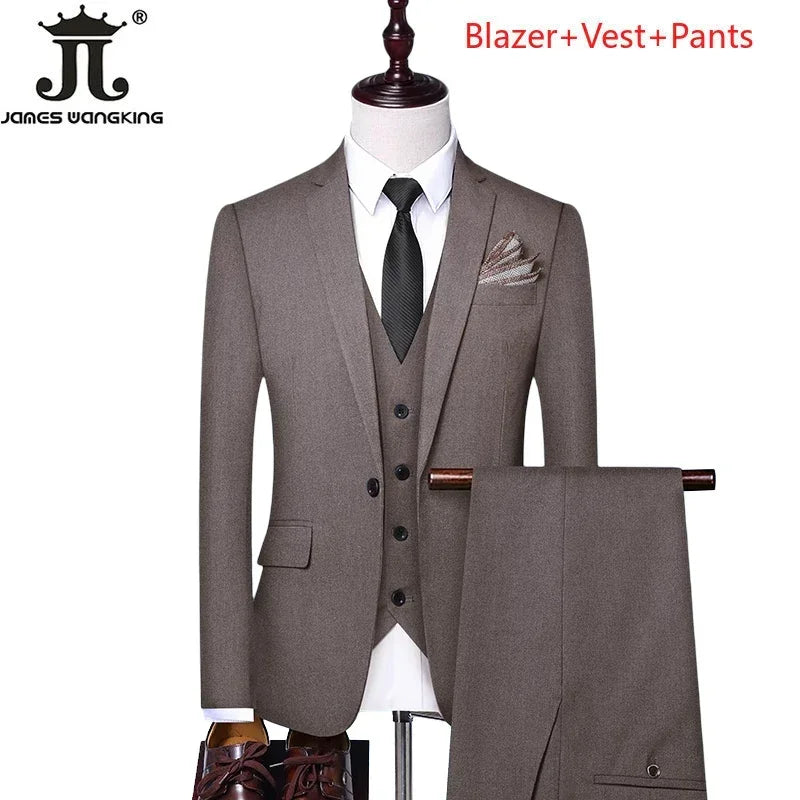 Men's 3-Piece Suit – Blazer, Vest & Pants for Casual, Formal, Business & Wedding
