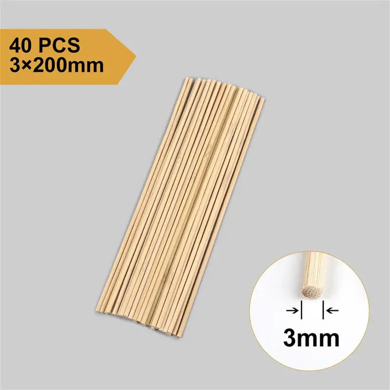 3–8mm Round Natural Wooden Bamboo Sticks – DIY Craft Material for Handmade Projects & Woodworking Supplies