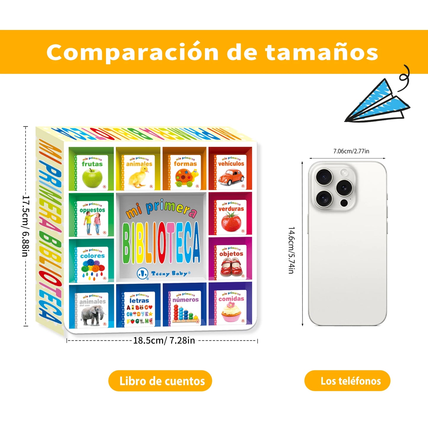 1 Set of 12 Children’s Educational Flip Books – Spanish Boxed Set for Reading, Pictures & Baby Cognition Development