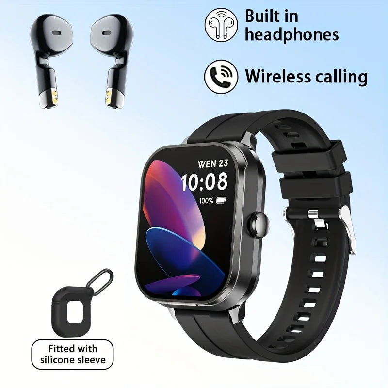 Smart Watch 2-in-1 – 2.01” HD, Waterproof, Heart Rate, SpO2, Bluetooth Earphones, Call Function