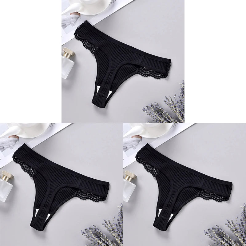 3PCS Women's Cotton Antibacterial Panties – Solid Color G-String, Quick Drying, Soft & Breathable Underwear