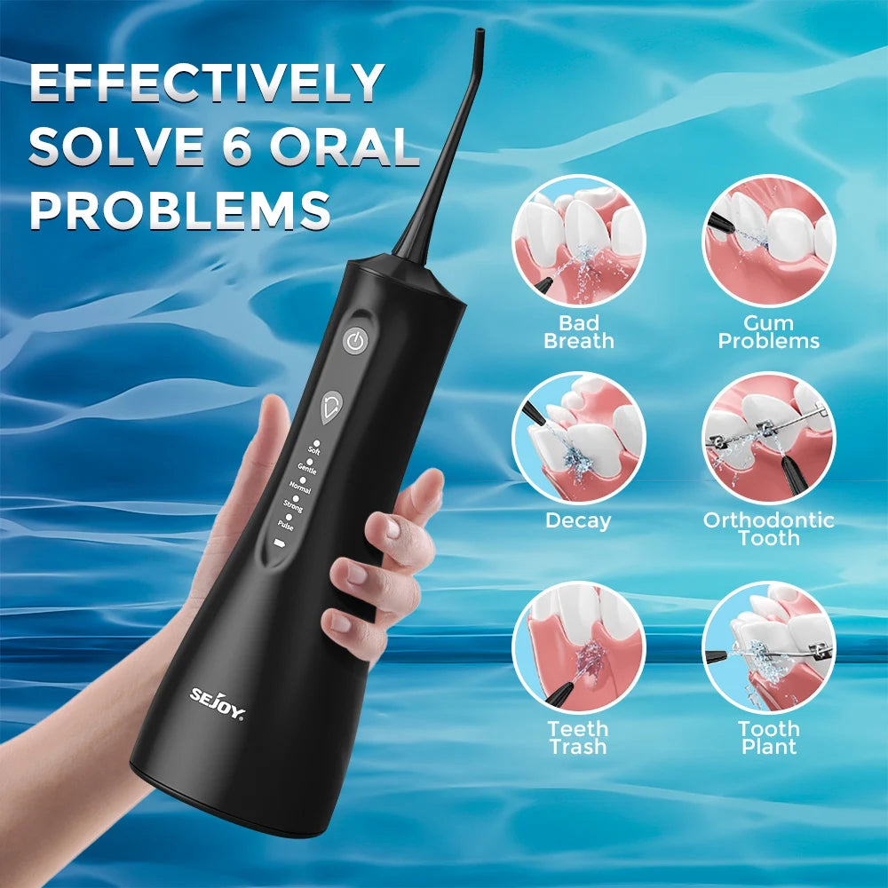 SEJOY Professional Electric Water Flosser | 5 Pressure Settings & 5 Jet Tips for Teeth, Gums, Braces & Dental Care