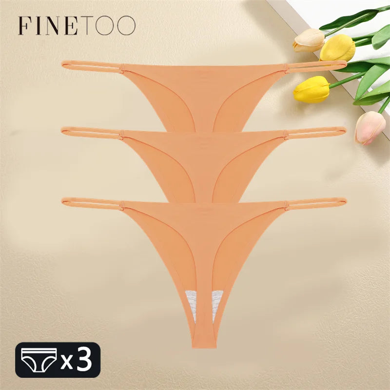FINETOO 1PCS Women Seamless Thongs – Sexy Low Waist Bikini Panties, Traceless T-Back, XS-XL