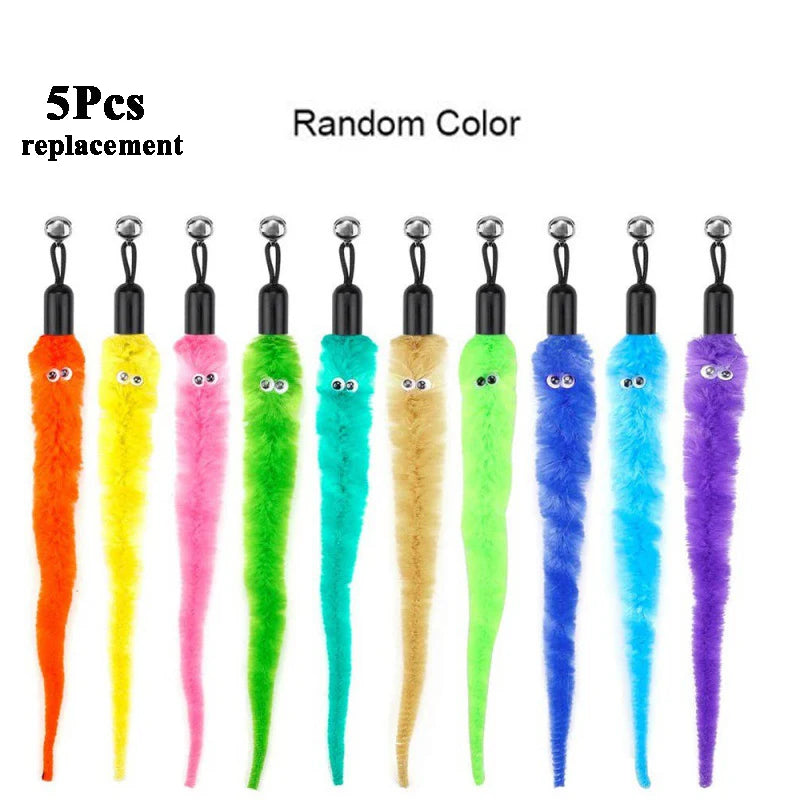 Plush Cat Worm Toy Refill Set – Replacement Heads for Teaser Wands (5/6/10/11 Pcs)