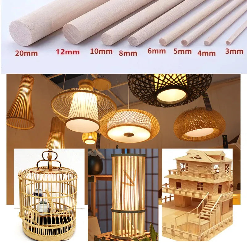 3/5mm Round Wooden Craft Sticks – Durable DIY Dowel Rods for Cake Making, Model Building & Party Decorations