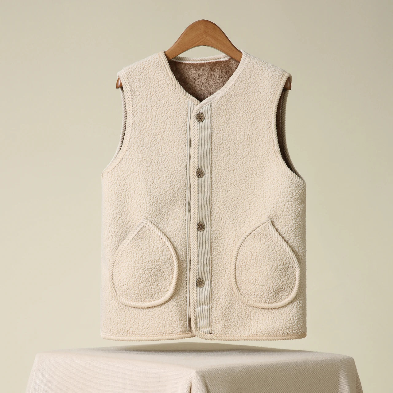 Winter Warm Fleece Vest for Mom Thickened Lamb Wool Waistcoat Plus Size Sleeveless Outerwear