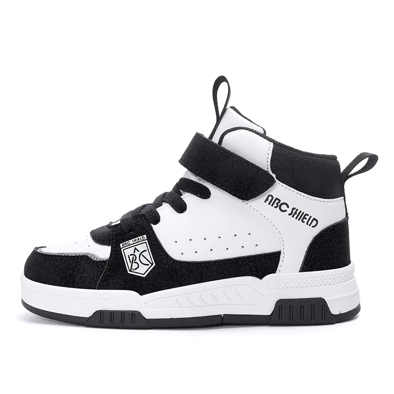 Kids High Top Sneakers | Waterproof Leather Non-Slip Sport Shoes for Boys & Girls