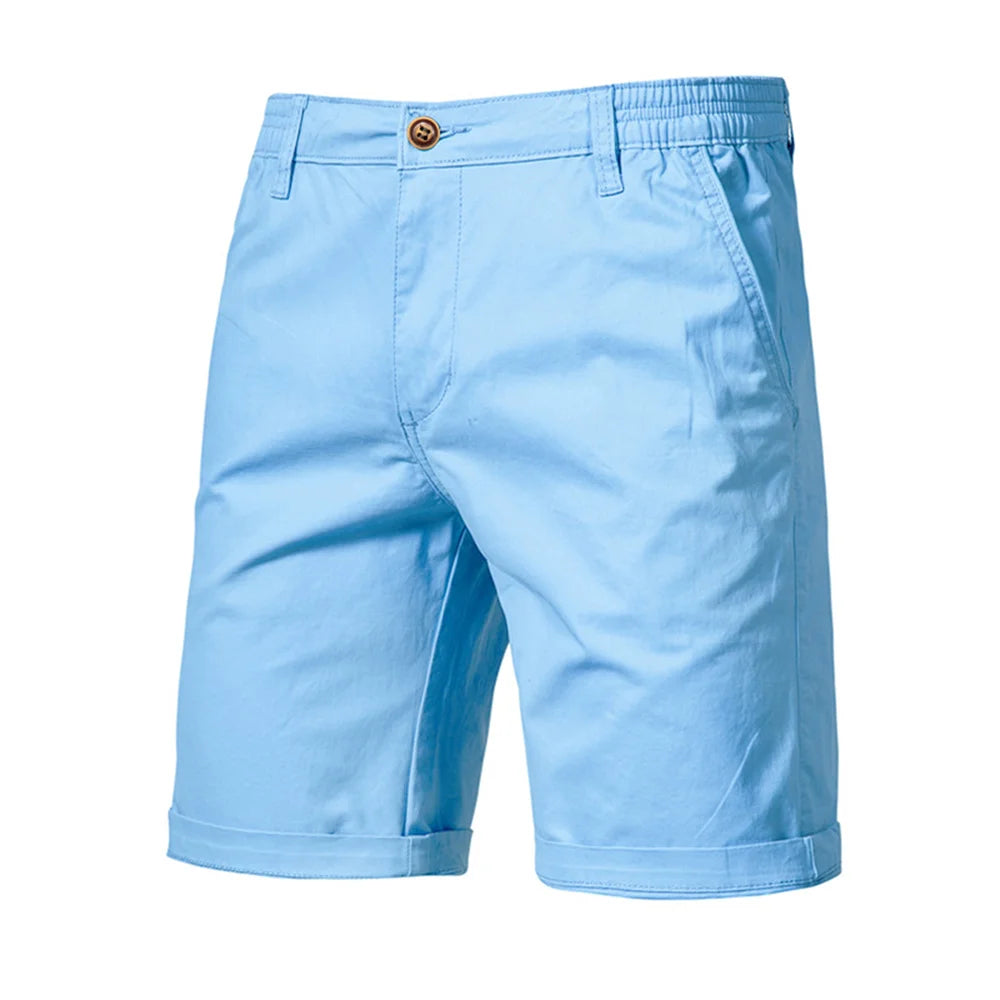 AIOPESON Summer Cotton Shorts for Men – Casual, Business & Beach Shorts with Elastic Waist | 10 Colors