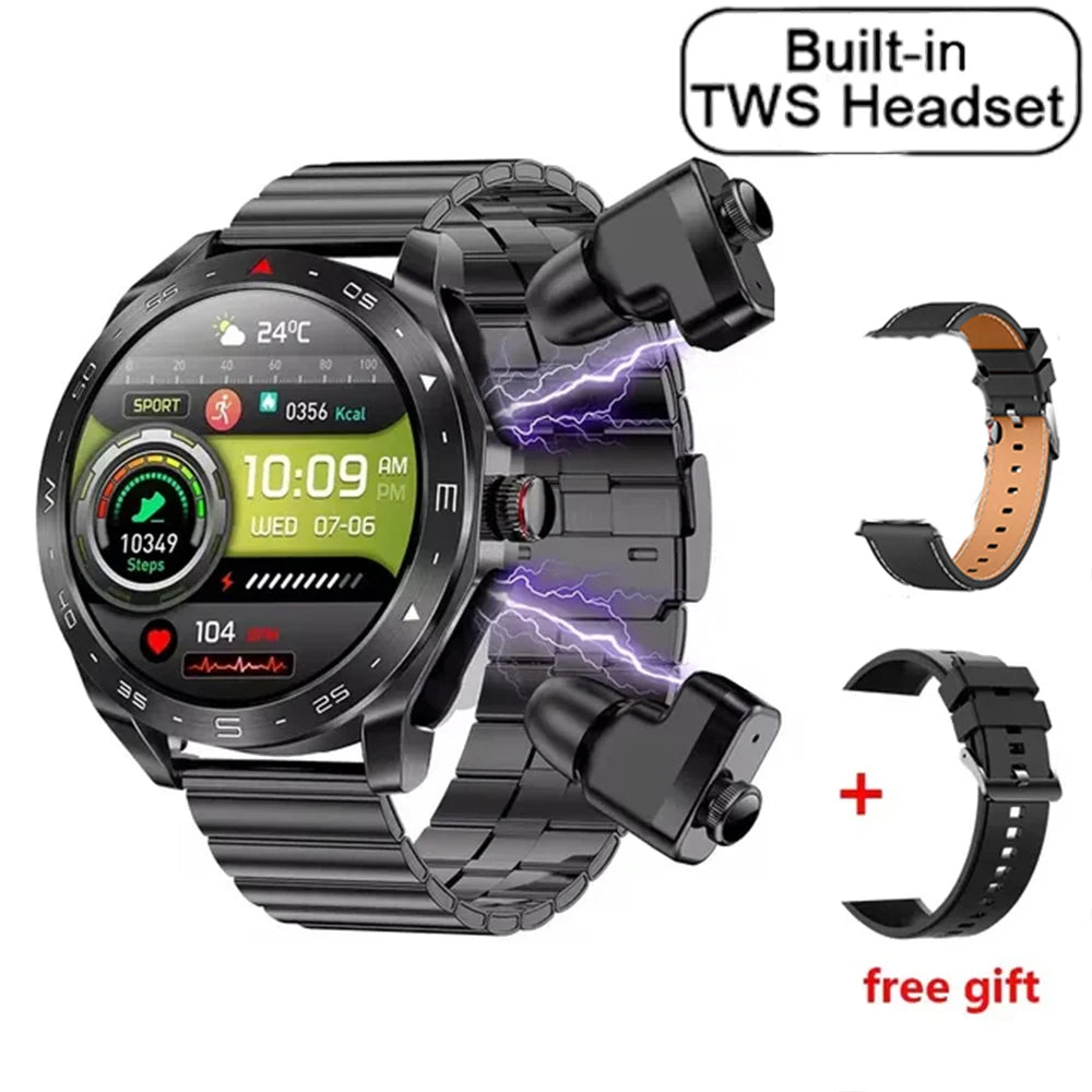 2024 TWS 2-in-1 Smart Watch with Bluetooth Earphones – GPS, Motion Tracking, Bluetooth Call, HIFI 9D Sound for Men & Women