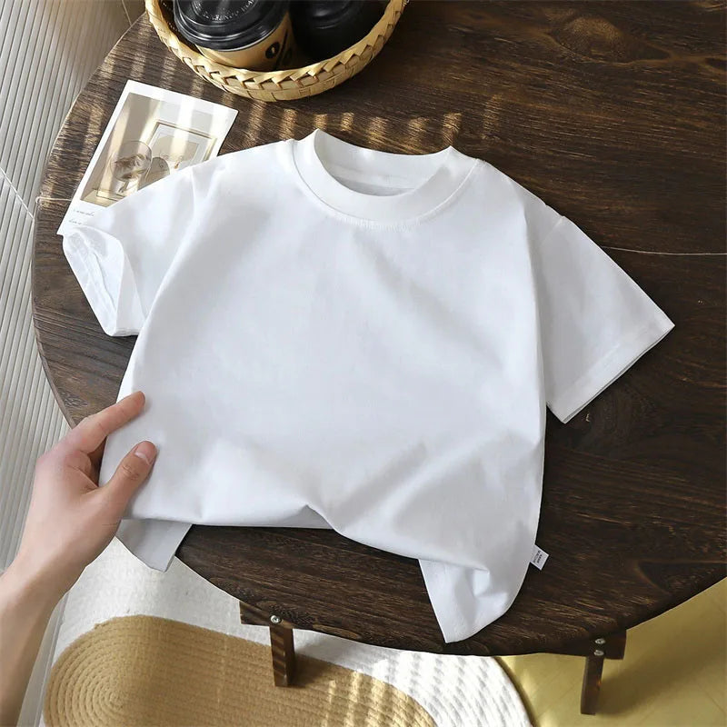 Kids’ Cotton T-Shirts – Summer Solid Color Short Sleeve Tops for Boys & Girls, Toddler & Baby Casual Tees