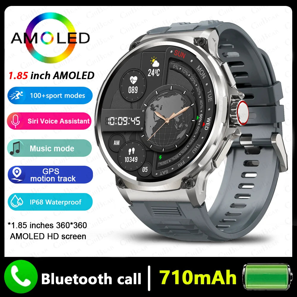 GPS Smart Watch | 1.85'' AMOLED HD Display, 710mAh Battery, Bluetooth Call, Sports Fitness Tracker