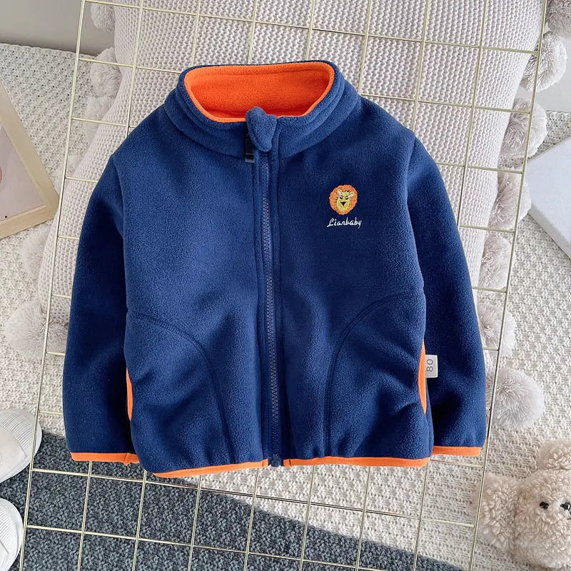 Children’s Polar Fleece Cardigan Jacket – Warm Hooded Winter Coat for Boys & Girls, Toddler Outerwear Casual Baby Jacket