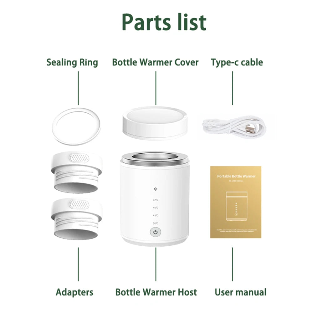جهاز تسخين زجاجات الرضاعة N1 - سخان حليب محمول قابل لإعادة الشحن عبر USB مع جهاز تعقيم ومحولين، سخان زجاجات سفر لاسلكي