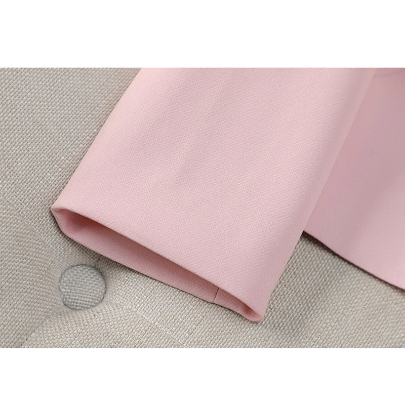 Women’s Single Buckle Blazer & Straight Pants Set – Spring Autumn Casual Suit