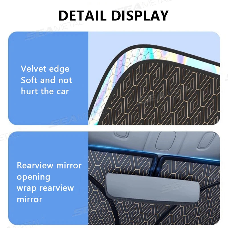 SEAMETAL Foldable Car Windshield Sun Shade Cover 5-Layer Thicken Sun Protection Curtain Car Front Window UV Reflective Sunshade
