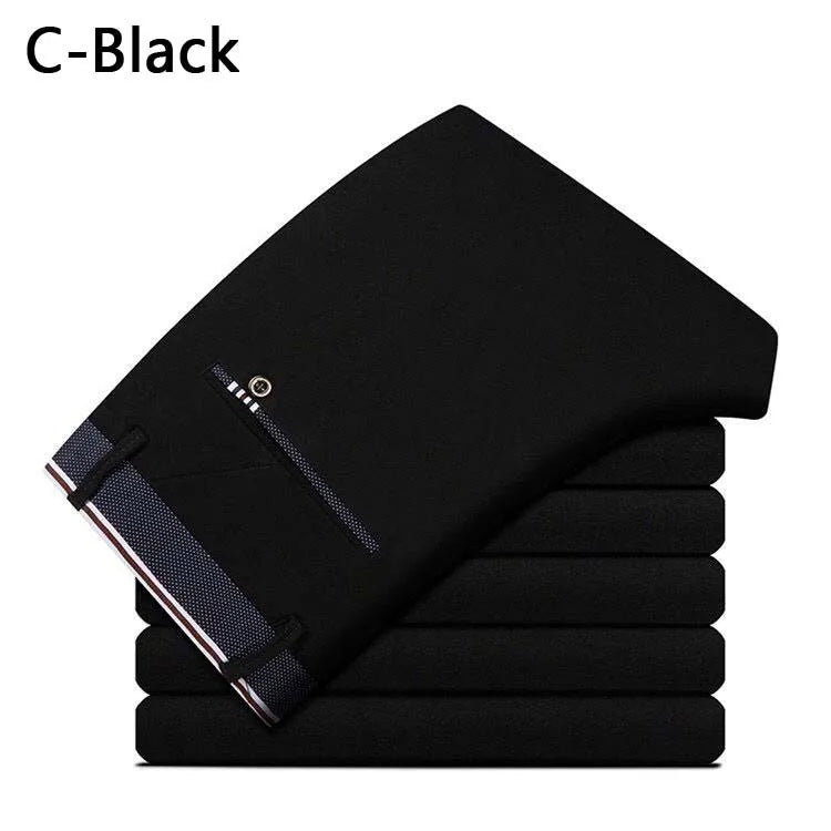 Men's Summer Business Casual Suit Pants – Elastic Straight Formal Trousers Plus Size 28-40