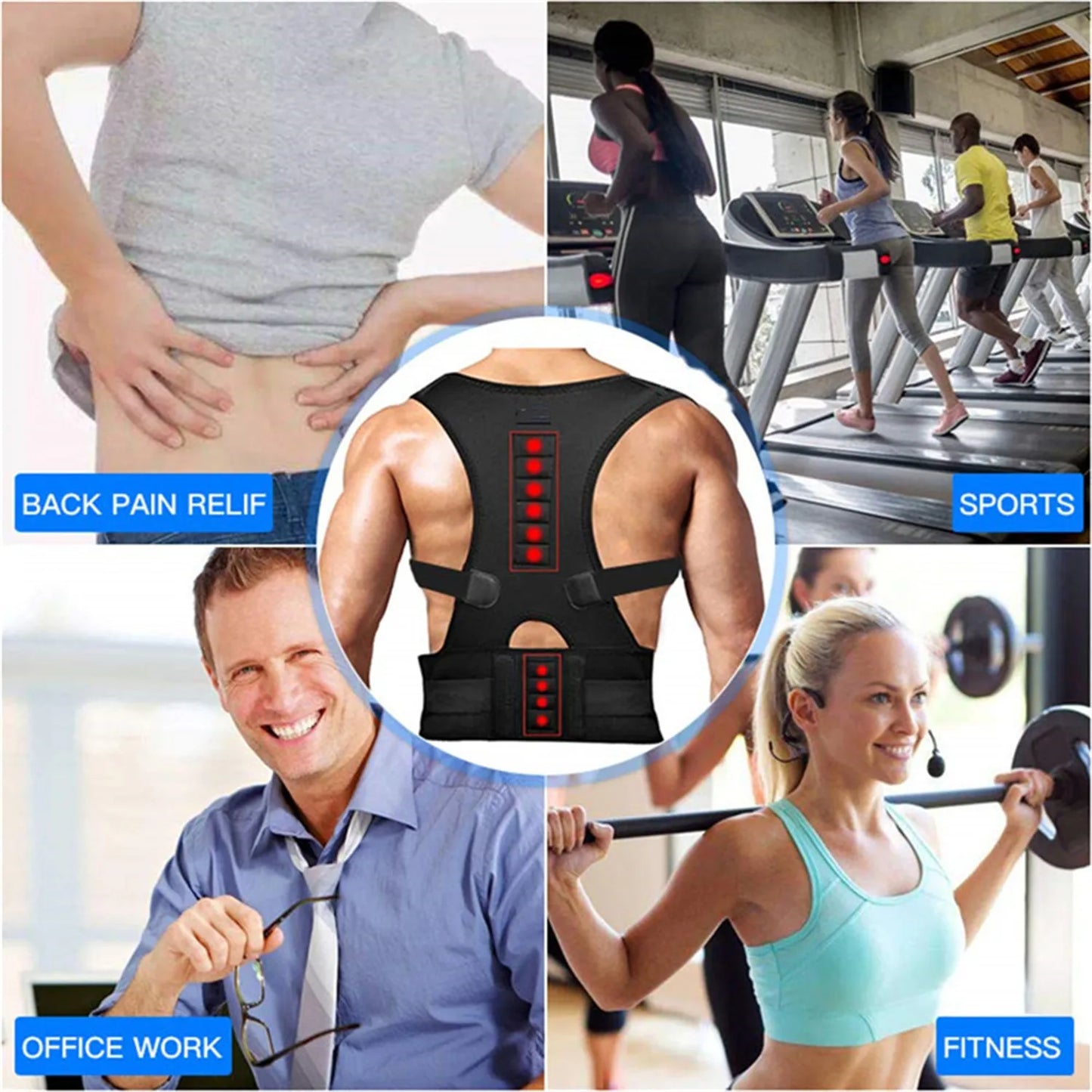 Magnetic Therapy Posture Corrector – Adjustable Back & Shoulder Support Belt for Men and Women