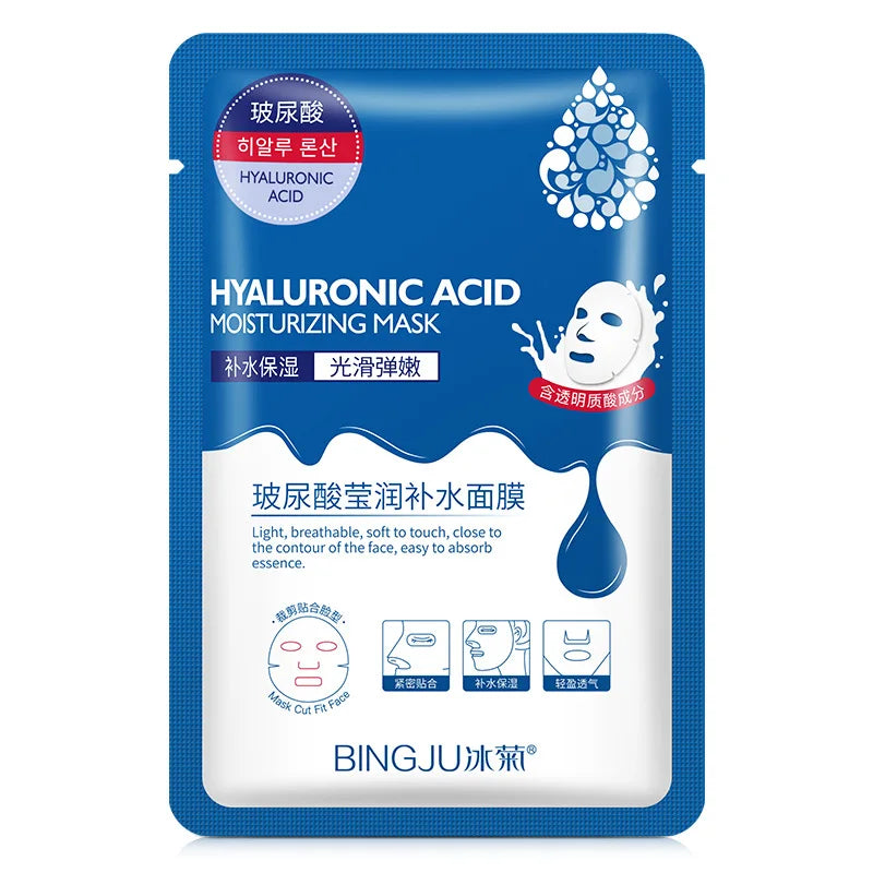 Hyaluronic Acid Facial Mask – Hydrating, Moisturizing & Pore Minimizing Sheet Masks for Face 10pcs