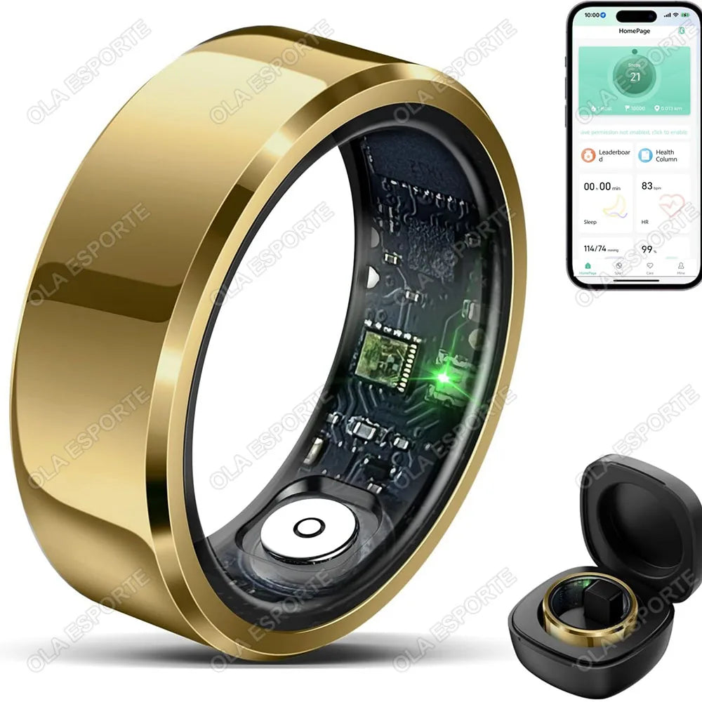 2025 Smart Ring – Blood Pressure, Heart Rate & Sleep Monitoring, IP68 & 5ATM Waterproof, Multi-Sport Mode for Men & Women