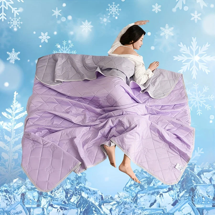 بطانية صيفية من الحرير الجليدي تمنح شعورًا بالانتعاش - لحاف تبريد خفيف الوزن، مضاد للبكتيريا، قابل للغسل