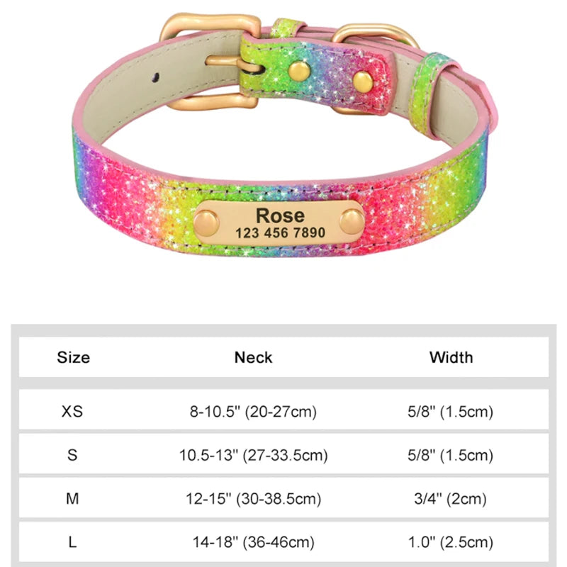 طوق جلدي مخصص للكلاب والقطط - طوق منقوش بأحجار الراين مخصص للكلاب الصغيرة والمتوسطة، وبيتبول، ويوركشاير