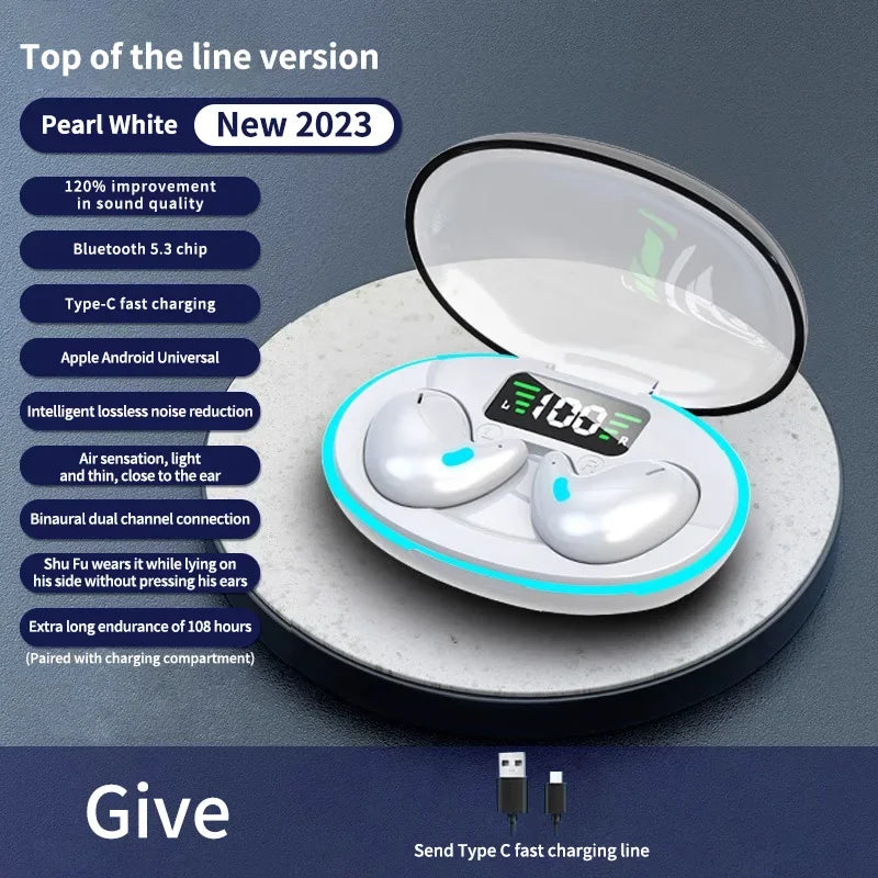 سماعات أذن لاسلكية للنوم بتقنية TWS وبلوتوث 5.3 | سماعات أذن رياضية مضادة للماء IPX5 مع خاصية تقليل الضوضاء