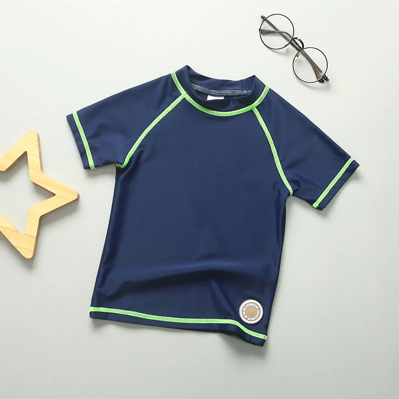 Kids UV Rashguard Swim T-Shirt Boys Girls Short Sleeve Bathing Suit 3-11 Years
