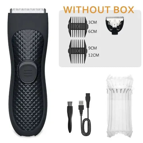 Men’s Electric Body Hair Trimmer – Rechargeable Groin & Ball Shaver with Replaceable Ceramic Blade, Waterproof Grooming Tool
