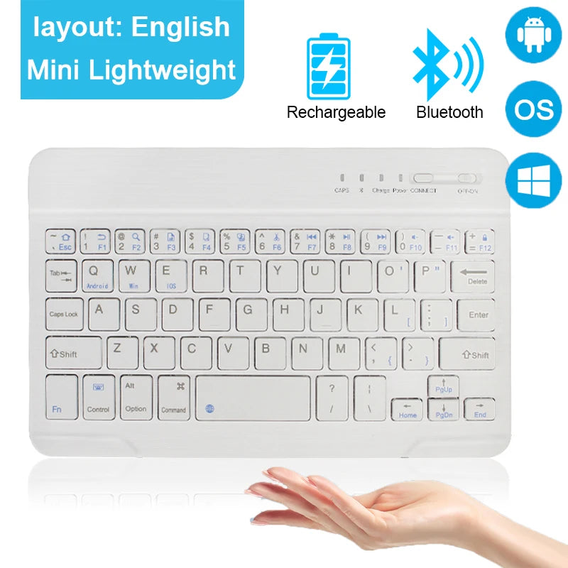 Kabellose Bluetooth-Minitastatur – 2,4-GHz-wiederaufladbare Tastatur für MacBook, iPad, Android, iOS und Windows