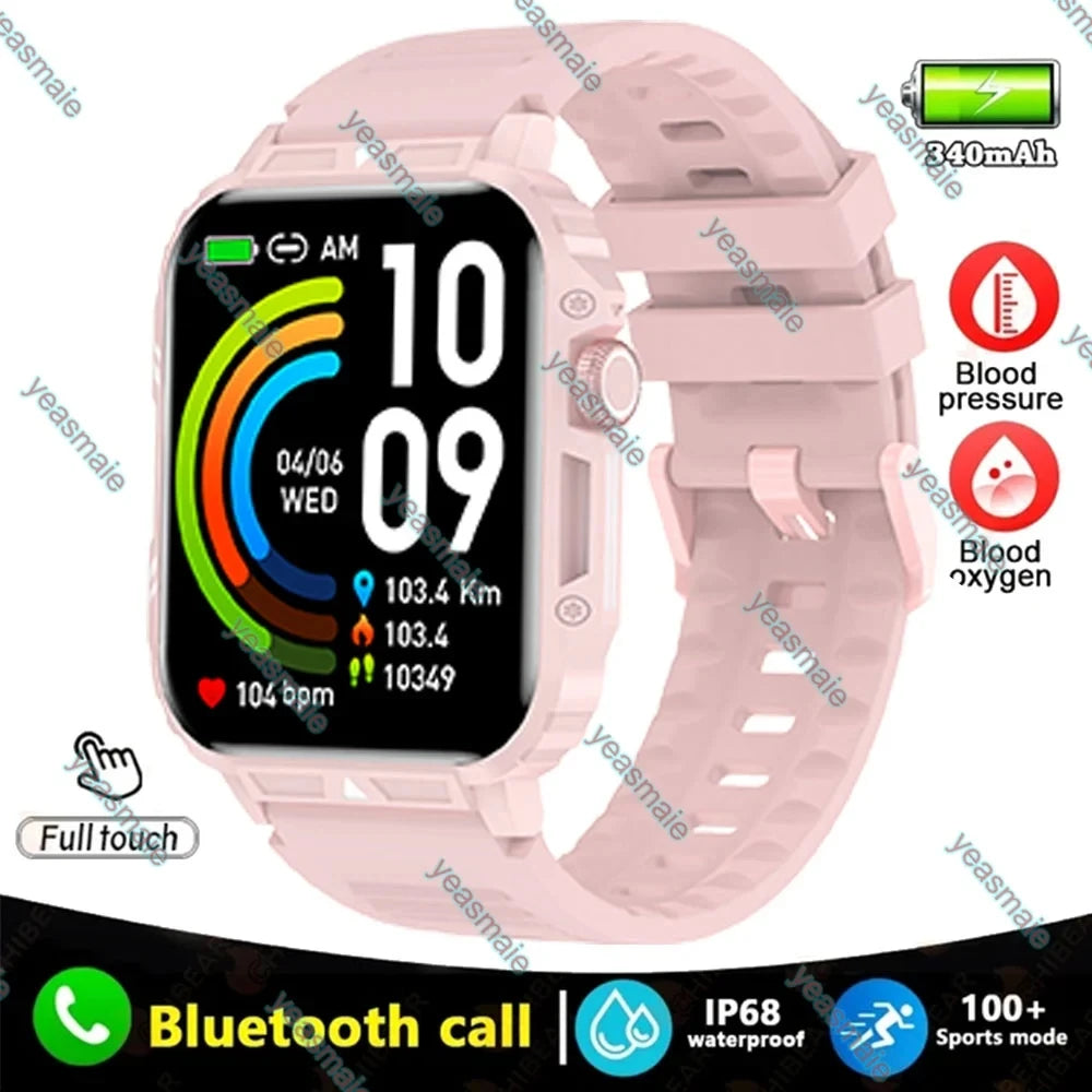 Military Outdoor Sports Smart Watch for Men – Heart Rate Health Monitor, Bluetooth Call, GPS Track, Waterproof for Android & iOS