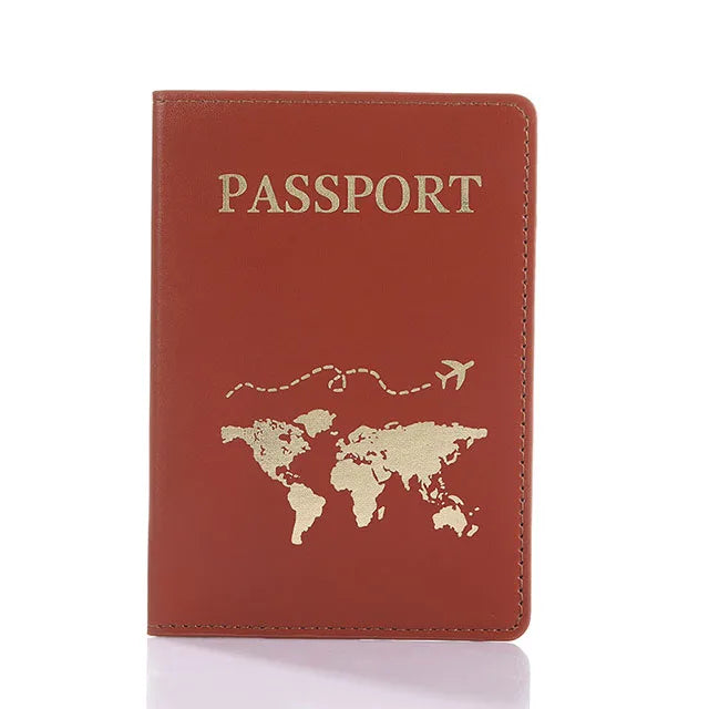 World Map Passport Cover – Hot Stamping Travel Case for Men & Women