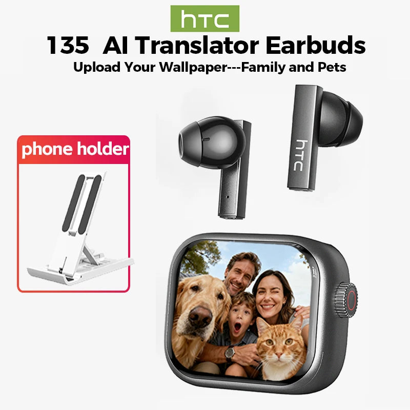 HTC NE40 TWS Earphones – Ultra HD Screen, Bluetooth V6, Sports Wireless, AI Translator, In-Ear Noise Reduction Mic