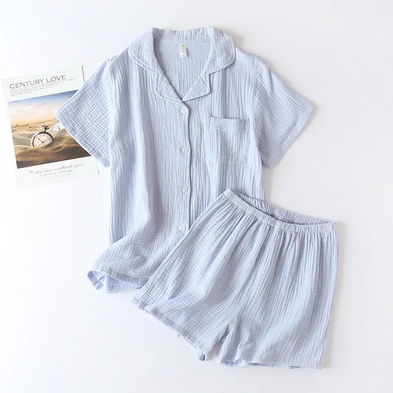 Short Sleeve Pajama Set for Women | Summer Casual 2 Piece Sleepwear Shorts Suit | Thin Fashion Loungewear