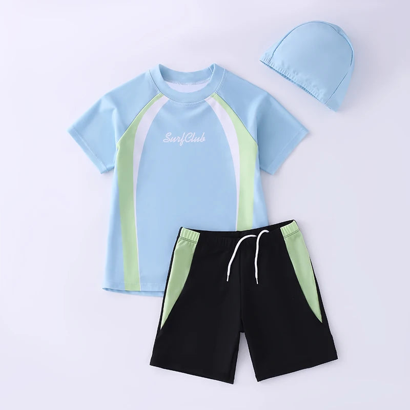 Kids Swimsuit Set Quick Dry Short Sleeve Swimwear Summer Beach Surfing Outfit