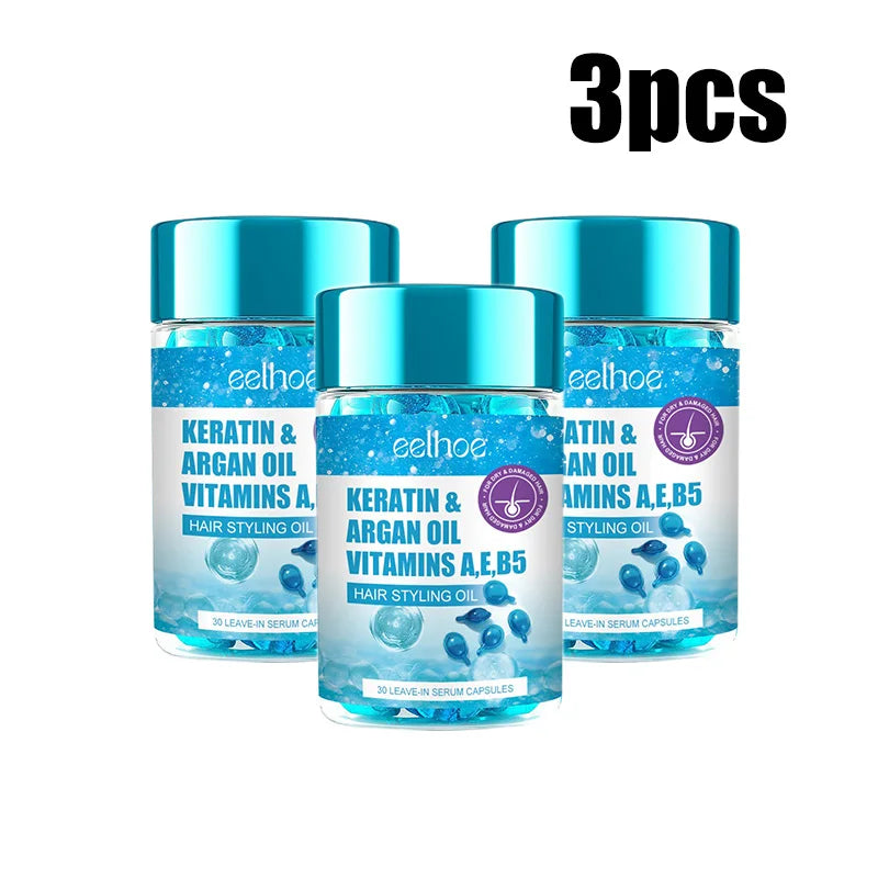 Magic Keratin Hair Vitamin Capsules with Argan Oil & Vitamins A, E, B5 – Deep Repair & Shine Boost for Dry, Frizzy Hair