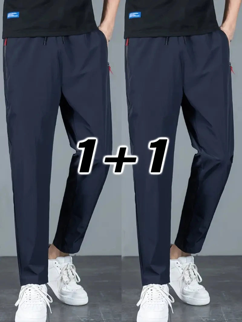 Men’s Casual Jogger Pants 2-Pack – Stretch Elastic Waist Trousers, Plus Size