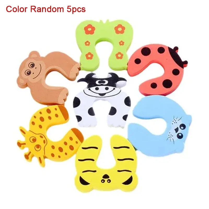 2 or 5pcs Baby Safety Door Stoppers – Anti-Pinch Finger Protectors with Cute Animal Design