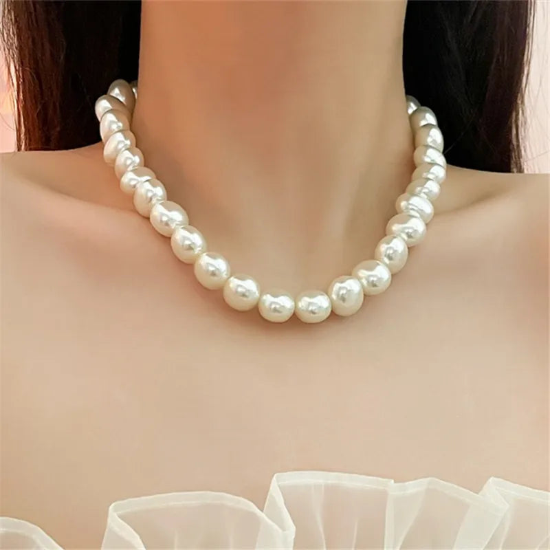 XIALUOKE Vintage Pearl Bead Necklace | Elegant Collarbone Chain for Women | Bride Wedding Pendant Jewelry