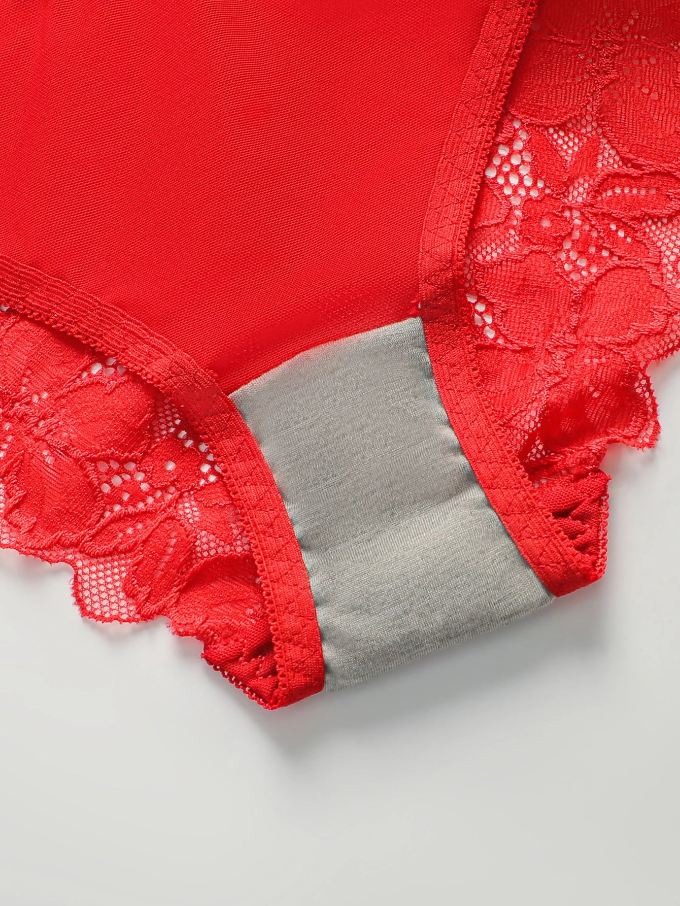 Red & White Lingerie 2-Piece Set – Lace Cotton Sexy Women's Underwear J3431