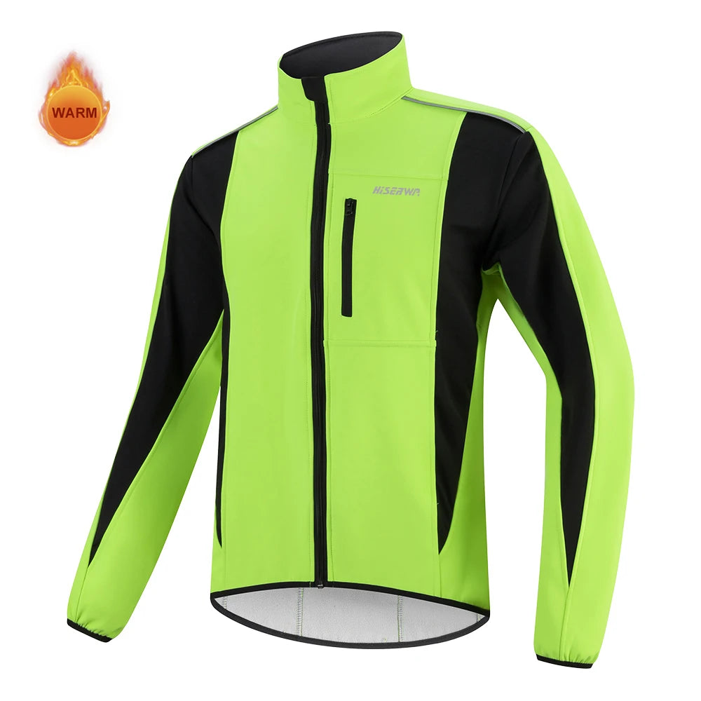 HISERWA Men’s Cycling Jacket – Windproof Fleece Long Sleeve Warm Soft Brushed Pro Jersey