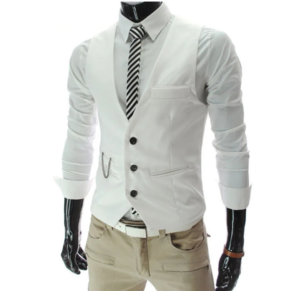Men's Slim Fit Suit Vest – High-Quality 7XL Formal Business Waistcoat