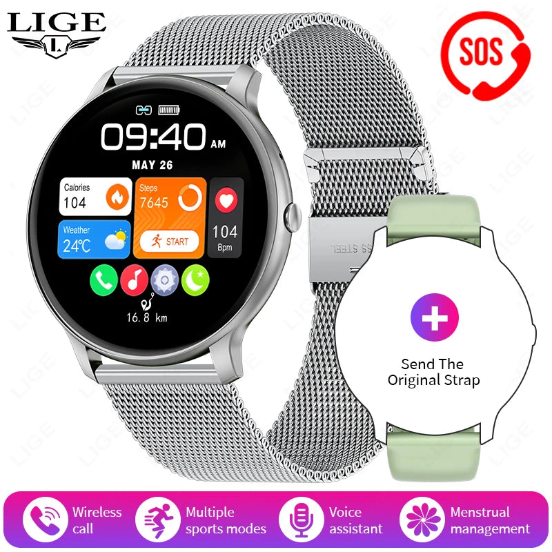 LIGE Bluetooth Call Smart Watch for Women & Men – Sports Fitness, Heart Rate Health Monitor, Android & iOS