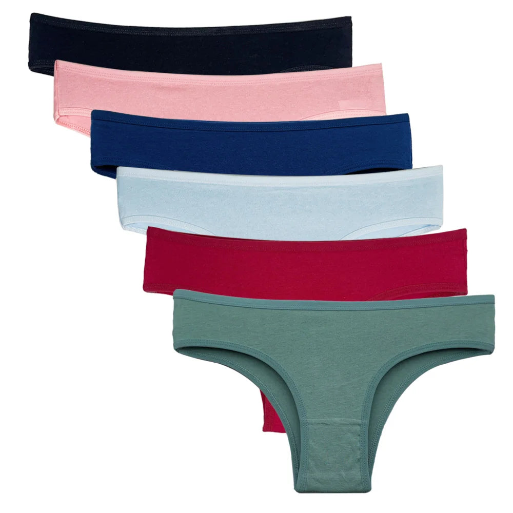 5PCS Set Women's Cotton Lace Low Waist Panties Sexy Underwear Briefs M-XL
