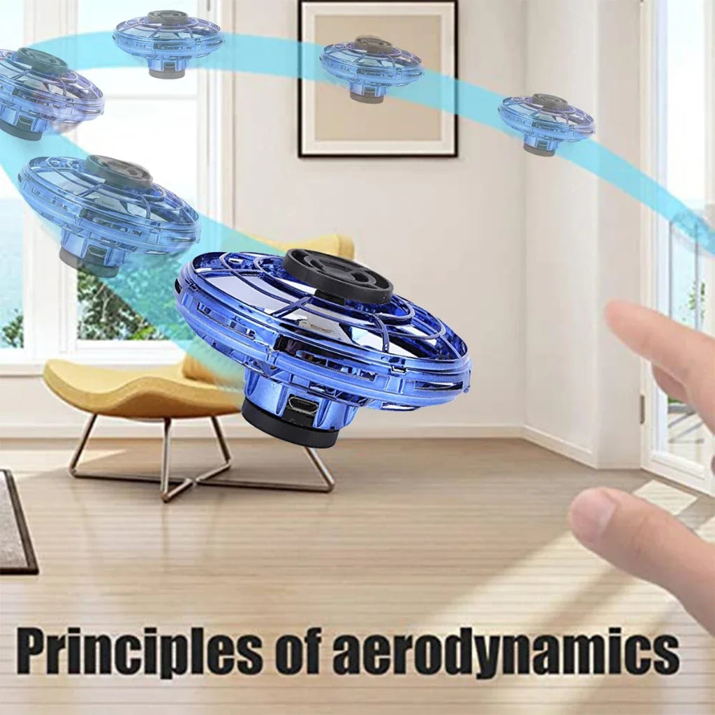 Flying Luminous Gyroscope Spinner – Levitating LED Aircraft Stress Relief Toy Rotating Ball Gadget