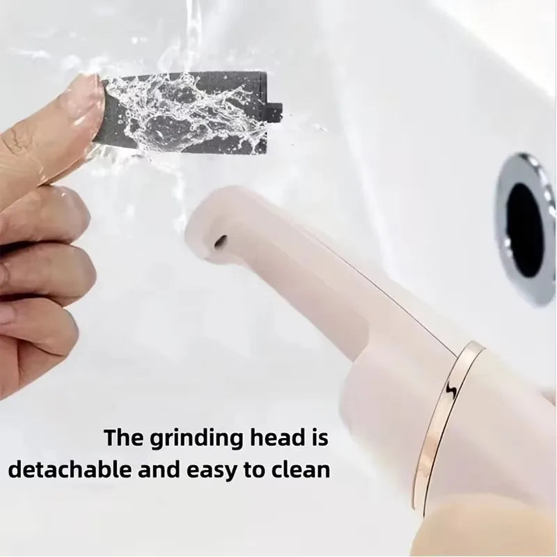 جهاز كهربائي لطحن القدمين بمنفذ USB - أداة باديكير قابلة لإعادة الشحن مزودة برأسين دوارين قابلين للإزالة لإزالة الجلد الميت